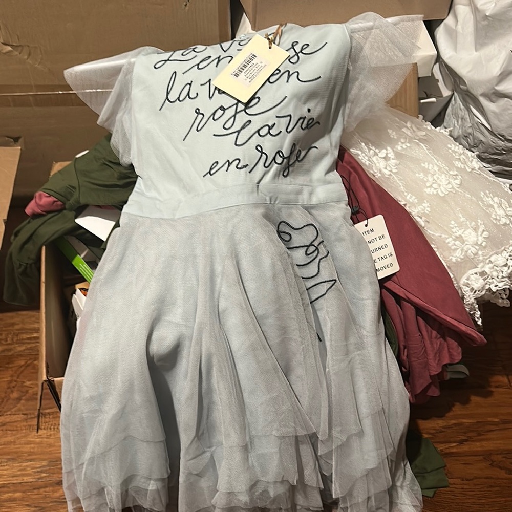 Joyfolie Mia Joy Rose Midi Dress in Blue Smoke